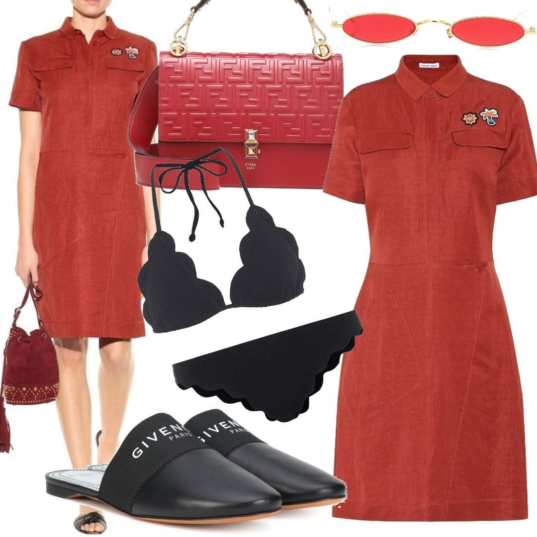 Tomas Maier Linen utility dress Orange 