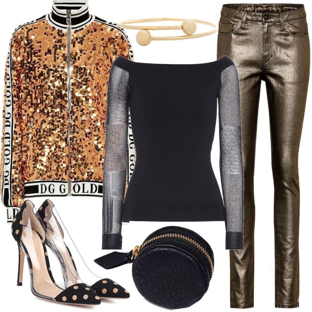 Saint Laurent Metallic skinny jeans Outfit for Womenoutfits for purchase on  Stylaholic