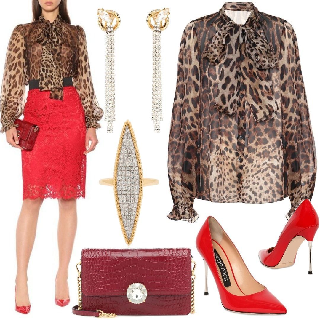 Dolce & Gabbana Lace pencil skirt Red Outfit for Womenoutfits for purchase  on Stylaholic