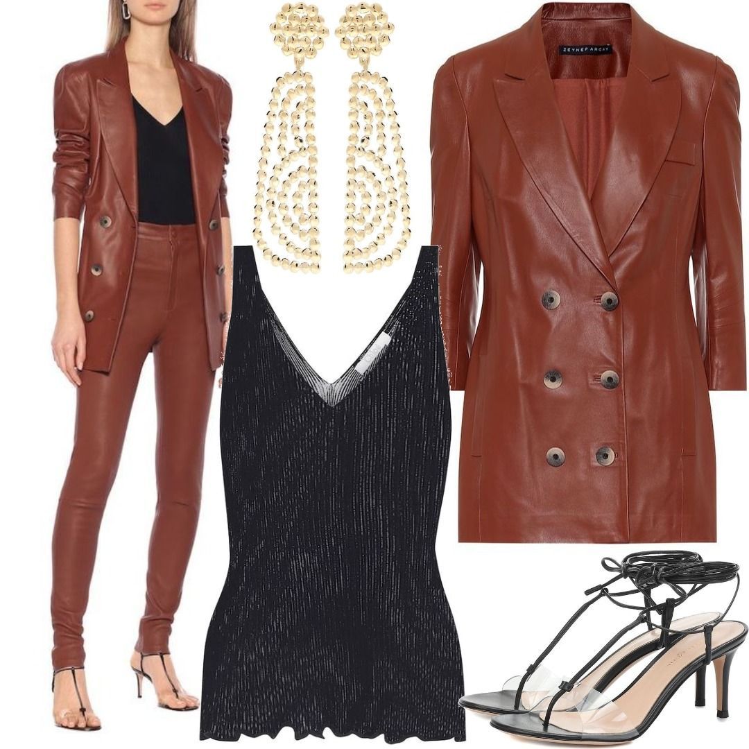 Zeynep Arçay Leather blazer Brown Outfit for Womenoutfits for purchase ...