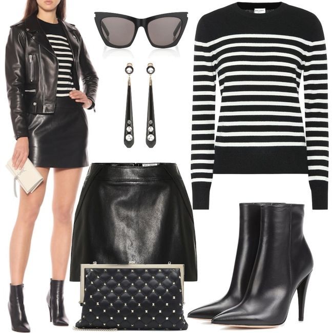 Saint Laurent Leather biker jacket Black Outfit for Womenoutfits for ...