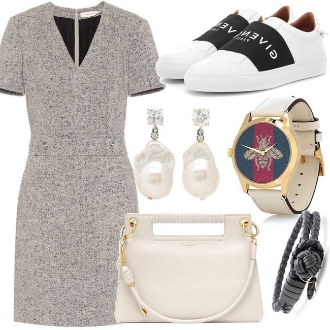 Tory Burch Priscilla linen-wool blend dress Gray Outfit for Womenoutfits  for purchase on Stylaholic