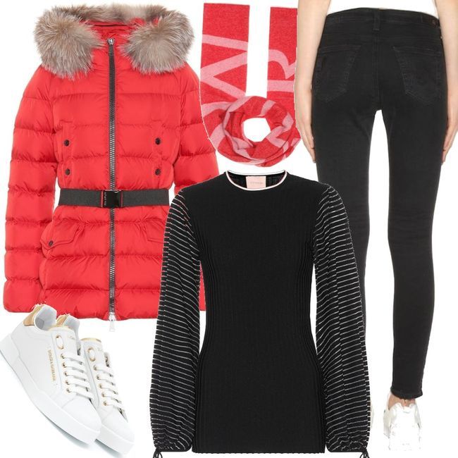 Moncler Clion quilted fur-trimmed down coat Red for Womenoutfits for ...