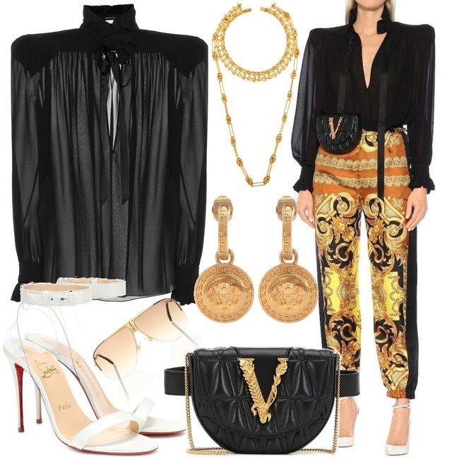 Versace Printed silk pants Yellow Women Outfit for Womenoutfits for ...
