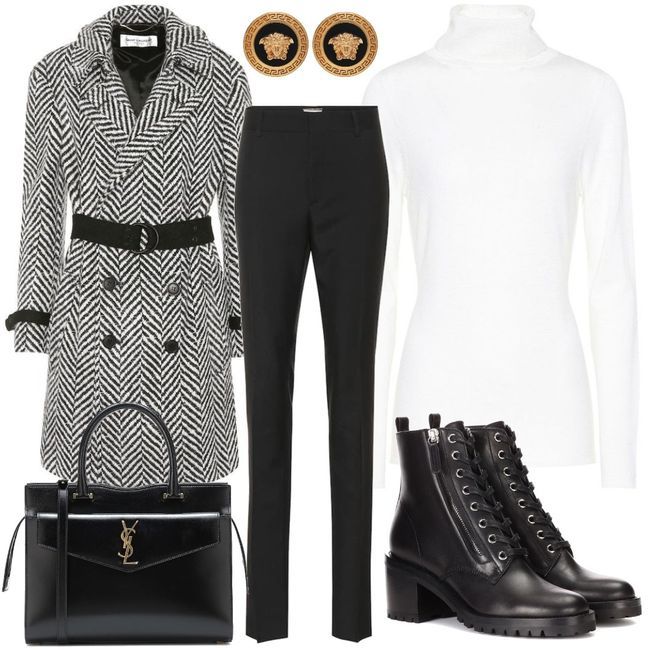 Saint Laurent Herringbone wool coat Black Outfit for Womenoutfits for ...