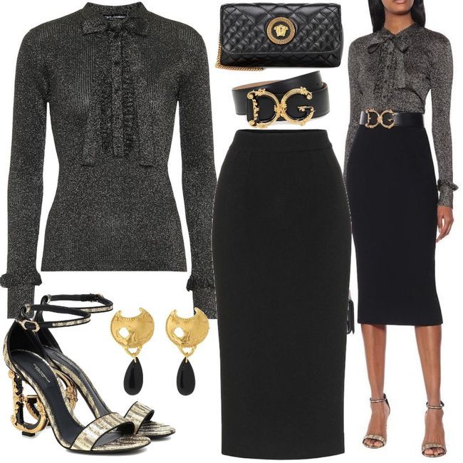 Dolce & Gabbana Ribbed-knit metallic top Black Outfit for Womenoutfits ...